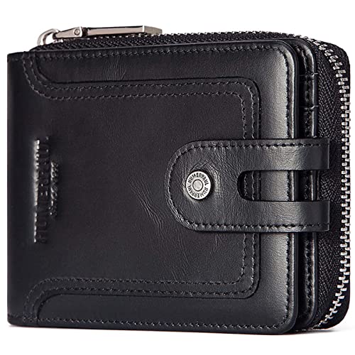 LOXO CASE Geldbörse mit RFID Schutz, Doppelte Falte Herren Geldbeutel mit Münzfach Reißverschluss Portemonnaie 14 Kartenfächern Portmonee Brieftasche, mit Geschenkbox,Black von LOXO CASE