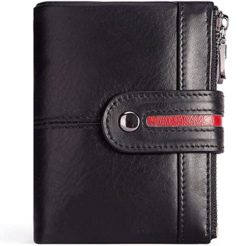 LOXO CASE Herren Geldbörse RFID Schutz - Geldbeutel mit 2 Reißverschluss-Münztasche, Doppelte Falte Geldbeutel mit 7 Kartenfächern Portmonee Brieftasche,Black von LOXO CASE