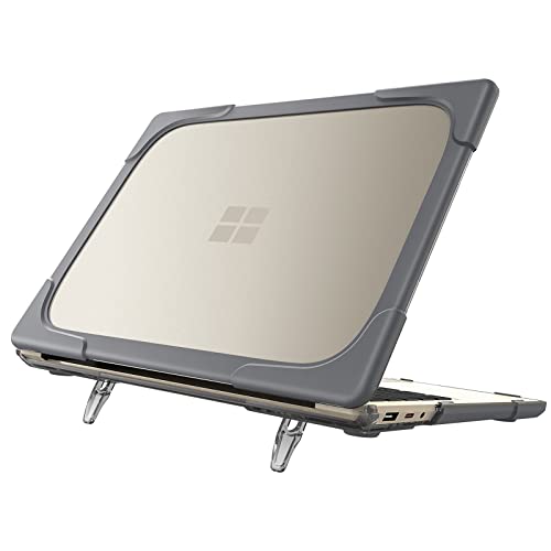 LOXO CASE Hülle Kompatibel mit 12.4 Zoll Microsoft Surface Laptop Go 2 (2022 Release) / Surface Laptop Go (2020 Release), Kratzfest PC Rückseite und TPU Stoßstange Schutz Handyhülle mit Ständer,Gray von LOXO CASE