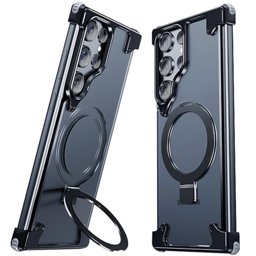 LOXO CASE Hülle für Samsung Galaxy S23 Ultra, Rahmenloses Design für EIN Bloßes Gerätegefühl, Wärmeableitung, Matte Rückseite, Fallschutz in Militärqualität mit Unsichtbarem Ständer,Black von LOXO CASE