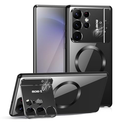 LOXO CASE Hülle für Samsung Galaxy S24 Ultra, mit Unsichtbarem Kameraobjektivständer, Aromatherapie-Hülle, Magnetischer Adsorptions-Metallstoßfänger mit Sicherheitsschloss,Black von LOXO CASE