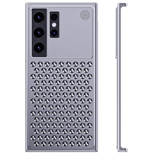 LOXO CASE Hülle für Samsung Galaxy S24 Ultra/S24 Plus/S24, Aromatisches Rahmenloses Metallgehäuse mit Kühlgitter, Ultradünnem Design und Umfassendem Schutz,Silver,S24 Plus von LOXO CASE