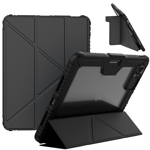 LOXO CASE Hülle für iPad Air 11-Zoll M2 (2024), Stoßfeste, Robuste Hülle mit Mehreren Winkeln, Verschiebbarer Kameraabdeckung und Stifthalter, Automatischer Schlaf-/Wachmodus,Black von LOXO CASE
