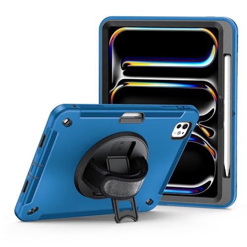 LOXO CASE Hülle für iPad Pro 13" (M4, 2024, 7. Generation), Verbesserte, Stoßfeste Hülle in Militärqualität mit Integriertem Displayschutz, 360-Grad-Drehständer, Griff und Schultergurt,Blue von LOXO CASE