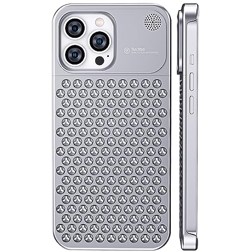 LOXO CASE Hülle für iPhone 13/13 Pro/13 Pro Max, Rahmenlose Hülle Aus Aromatischem Metall mit Kühlgitter, Ultradünnem Design und Umfassendem Schutz,Silver,13 Pro von LOXO CASE