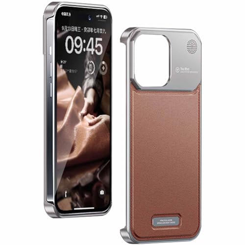 LOXO CASE Hülle für iPhone 13 Pro Max/13 Pro/13, Luxuriöse Aromatherapie-Handyhülle Aus Leder und Aluminiumlegierung, Ultradünne, Rahmenlose Wärmeableitungshülle,Brown,13 Pro von LOXO CASE