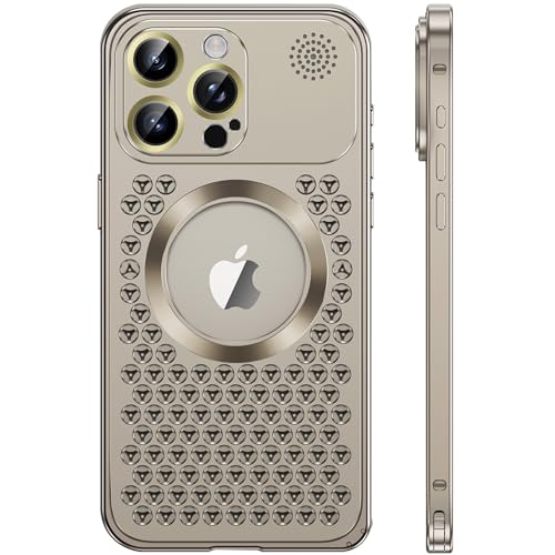 LOXO CASE Hülle für iPhone 14/14 Pro/14 Plus/14 Pro Max, [Kompatibel mit MagSafe] Wärmeableitungshülle Aus Aluminiumlegierung, Aromatherapie-Telefonhülle,Titanium,14 Pro von LOXO CASE