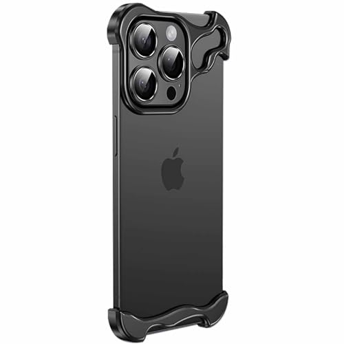 LOXO CASE Hülle für iPhone 14 Pro Max/14 Pro/14, speziell geformte Metall-Eckpolster-Anti-Fall-Handyhülle mit Kameraobjektivschutz, minimalistischer Schutz,Black,14 Pro von LOXO CASE