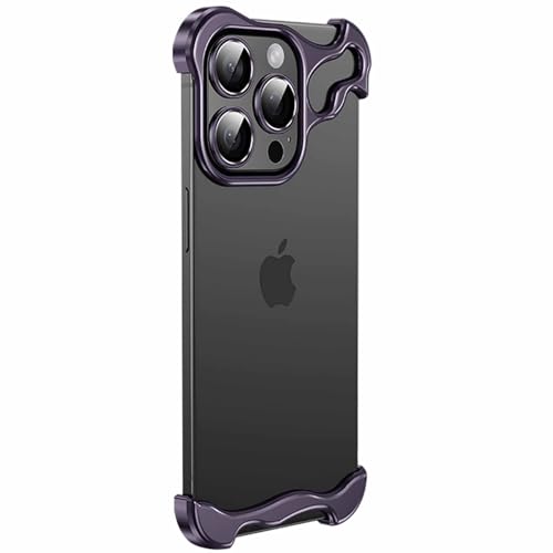 LOXO CASE Hülle für iPhone 14 Pro Max/14 Pro/14, speziell geformte Metall-Eckpolster-Anti-Fall-Handyhülle mit Kameraobjektivschutz, minimalistischer Schutz,Purple,14 Pro Max von LOXO CASE