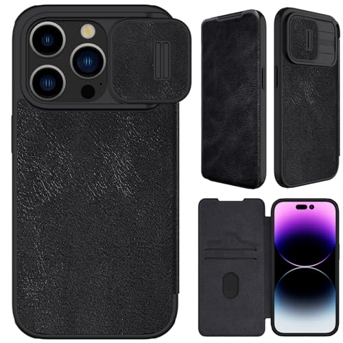 LOXO CASE Hülle für iPhone 15 Pro Max/15 Pro/15 Plus/15, mit Kameraschutz Schild, [Kartenfächer] Premium PU Leder Flip Klappbare Handyhülle mit Stoßfeste Silikon Rahmen,Black,iPhone15 Pro Max von LOXO CASE