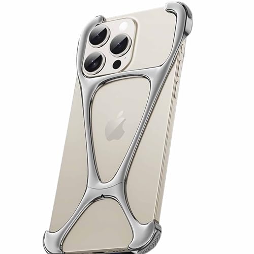 LOXO CASE Premium-Zinklegierungsschutzhülle für iPhone 15 Pro/15 Pro Max, rahmenloses Wärmeableitungsdesign, ultradünn, Kratzfest, personalisierte stoßfeste Hülle,Silver,15 Pro von LOXO CASE