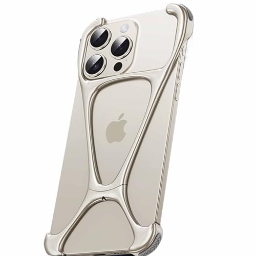 LOXO CASE Premium-Zinklegierungsschutzhülle für iPhone 15 Pro/15 Pro Max, rahmenloses Wärmeableitungsdesign, ultradünn, Kratzfest, personalisierte stoßfeste Hülle,Titanium,15 Pro Max von LOXO CASE