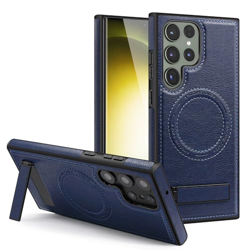 LOXO CASE Schutzhülle für Samsung Galaxy S24 Ultra/S24 Plus/S24, Elegantes Leder, Business-Klassiker, Ultradünnes Design, TPU, Weicher Kantenschutz mit Ständer,Blue,S24 Ultra von LOXO CASE