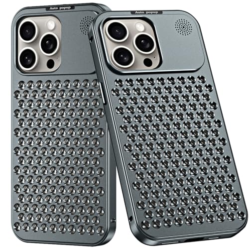 LOXO CASE Schutzhülle für iPhone 15/15 Pro/15 Plus/15 Pro Max, Aluminiumlegierung, 3D-Wärmeableitungslöcher, Kratzfeste Aromatherapie-Hülle mit Sicherheitsverschluss,Gray,15 Plus von LOXO CASE