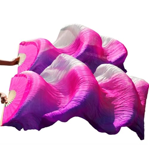 LPHFDCS Bauchtanz Seide FäCher 1 Paar handgemachte Bauchtanz-Fächer aus 100% Seide/Kunstseide, Rippen, lange Seidenfächer, Tanzfächer Bauchtanz-Fan(Color12,180x90-ImitationSilk) von LPHFDCS