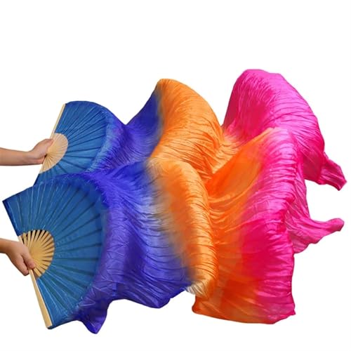 LPHFDCS Bauchtanz Seide FäCher 1 Paar handgemachte Bauchtanz-Fächer aus 100% Seide/Kunstseide, Rippen, lange Seidenfächer, Tanzfächer Bauchtanz-Fan(Color21,180x90-ImitationSilk) von LPHFDCS