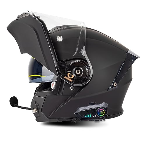 Bluetooth Modulare Helme,Motorrad Integrierter Bluetooth-Helm Mit Doppelvisier, Motorradhelm Für Herren Und Damen ECE Genehmigt - Automatische Reaktion A,4XL von LPXPLP