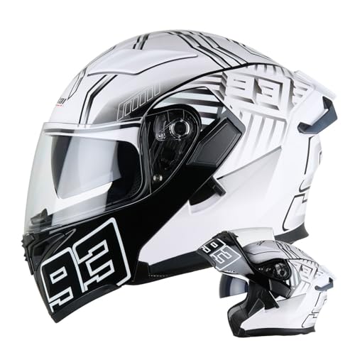 Integralhelm Klapphelm Motorrad Modularer Helm Mit Doppelvisier Vollvisierhelm Rollerhelm Für Männer Frauen ECEDOT-Zertifizierung Sturzhelm Street Racing Motocross Helm 13,L:59-60CM von LPXPLP