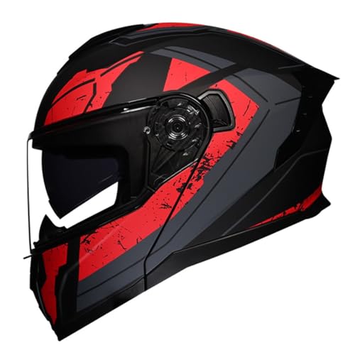 Klapphelm Motorradhelm Motorrad Helm Mit Doppelvisier Motocross Integralhelm Sturzhelm ECEDOT Zertifiziert Rollerhelm Vollvisierhelm Für Erwachsene Männer Frauen 10,L:59-60CM von LPXPLP