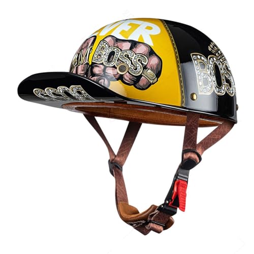 Motorrad Halbschalen Halbhelm Halbschalenhelm Baseballmütze-Helm Baseball Cap Motorradhelm Mit ECE-Zulassung Cruiser Chopper Scooter Helm Für Bike Cruiser Chopper Moped Scooter I,XL von LPXPLP