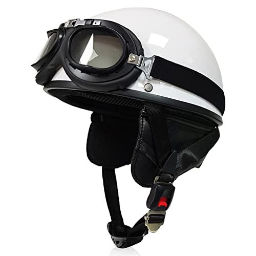 Motorrad-Helm Brain-Cap Retro Halbschale Jet-Helm mit Brille Scooter-Helm Chopper Mofa Roller-Helm Motorrad-Helm ECE Zertifizierung A,XL von LPXPLP