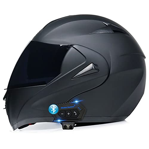 Motorrad Klapphelm Damen/Herren,ECE Zertifiziert Bluetooth Motorradhelm Integralhelme Mit Eingebautem Mikrofon Sturzhelm Für Cruiser Chopper Biker Moped 1,S 55-56CM von LPXPLP