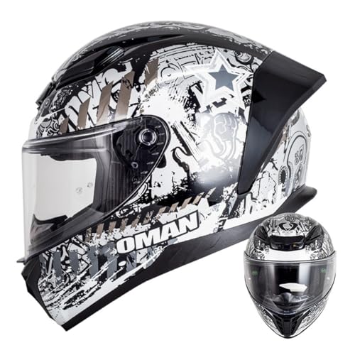 Motorradhelm Integralhelm Motorrad Helm DOTECE Zertifiziert Modulare Helm Scooter Roller Moped Helm Mit Sonnenblende Motocross Helm Vollvisierhelm Für Frauen Männer 9,XL:61-62CM von LPXPLP