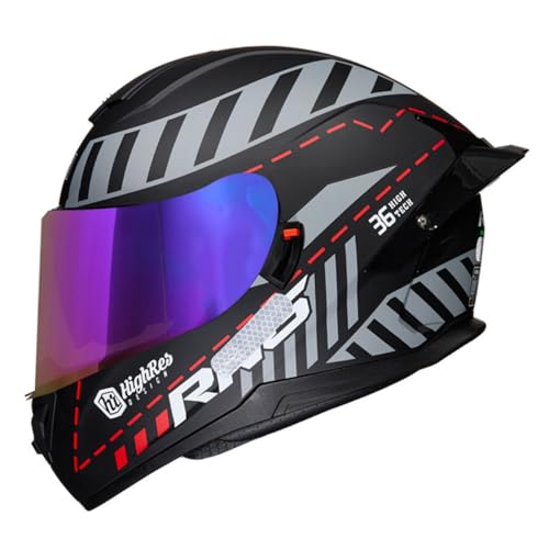 Motorradhelm Integralhelm Rollerhelm ECEDOT-Zertifizierung Vollvisierhelm Modularer Integriert Motorrad Helm Mit Doppelvisier Motocrosshelme Scooter Helm Damen Herren 12,XL:61-62CM von LPXPLP