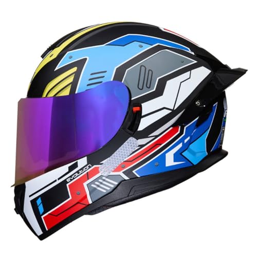 Motorradhelm Integralhelm Rollerhelm ECEDOT-Zertifizierung Vollvisierhelm Modularer Integriert Motorrad Helm Mit Doppelvisier Motocrosshelme Scooter Helm Damen Herren 7,L:59-60CM von LPXPLP