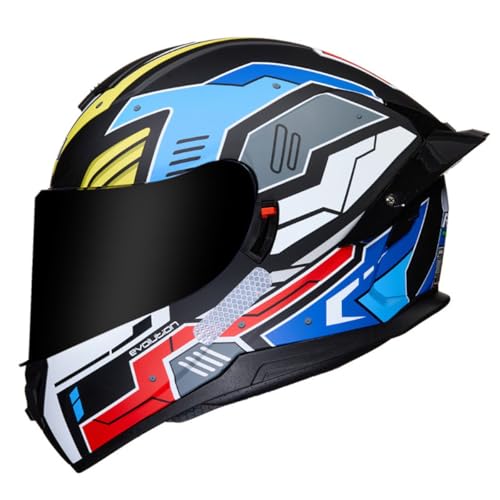 Motorradhelm Integralhelm Scooter Motorrad Helm Sturzhelm Für Damen Herren ECEDOT-Zertifizierung Vollvisierhelm Rollerhelm Mit Doppelvisier Motocrosshelme Modulare Helm 18,XXL:63-64CM von LPXPLP
