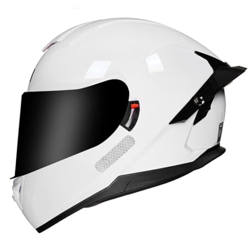 Motorradhelm Integralhelm Scooter Motorrad Helm Sturzhelm Für Damen Herren ECEDOT-Zertifizierung Vollvisierhelm Rollerhelm Mit Doppelvisier Motocrosshelme Modulare Helm 4,L:59-60CM von LPXPLP