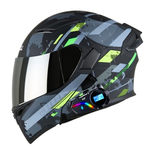 Motorradhelm Mit Bluetooth Klapphelm Integralhelm Sturzhelm Mit Doppelvisier Rollerhelm Motorrad Modularer Helm ECEDOT-Zertifizierung Flip Vollvisierhelm Für Herren Damen 6,XXL:63-64CM von LPXPLP