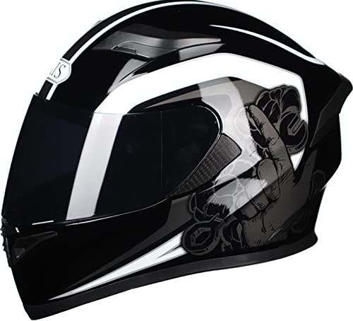 Motorradhelm Mit Doppel-Sonnenvisier-Vollhelm ECE Zertifiziert Klapphelm Integrierter Anti-Fog-Doppelspiegel Helm Für Erwachsene Männer Und Frauen 12,M von LPXPLP
