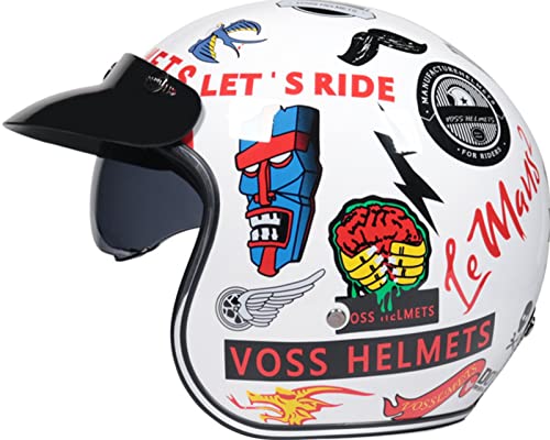 Retro Halbschale Jet-Helm,ECE Zertifizierter Moto Helmets Brain-Cap Helm Mit Sonnenblende Scooter-Helm Herren Damen Für Den Elektrischen Roller 4,XL von LPXPLP