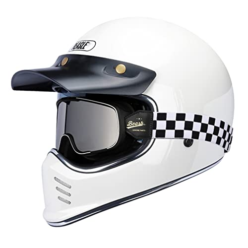 Retro Motorrad Integralhelm Hochklappbare Crash Motorradhelme Modularer Vintage Offroad Helm für Erwachsene für Scooter Racing Moped Cruiser DOT/ECE-Zertifiziert J,L von LPXPLP