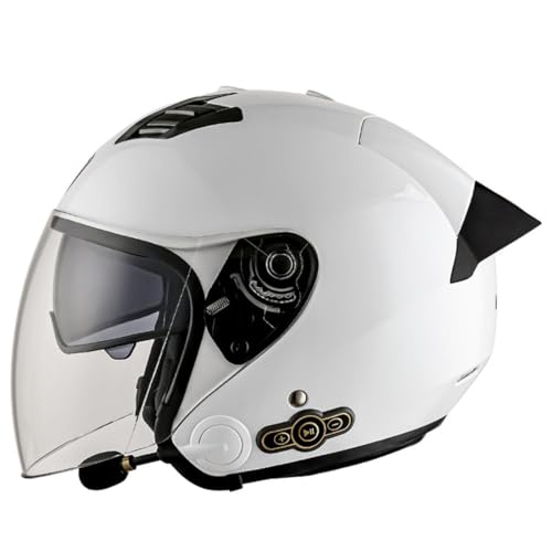 Retro Style Motorradhelm Jethelm Offenem Helm Scooter-Helm Mit Doppelvisier 3/4 Bluetooth Motorrad Halbhelme DOTECE Zertifiziert Roller Cruiser Helm Für Damen Herren 4,XXL:63-64CM von LPXPLP
