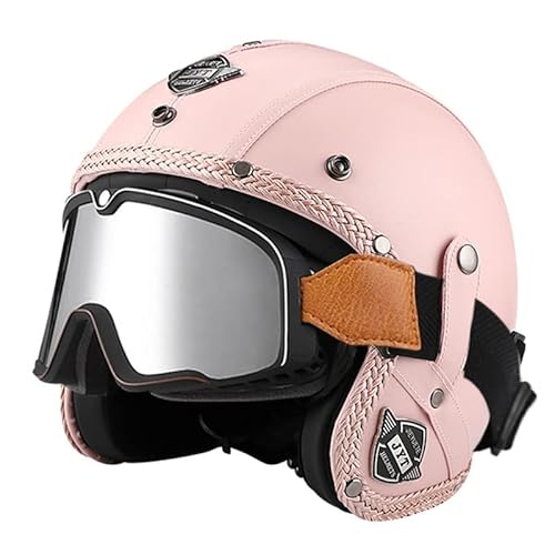 Retro Vespa-Helm, 100% vegan Jet-Helm Mit silberner Brille, Roller-Helm für Frauen und Herren im edlen Vintage-Look, Qualität nach ECE-Norm H,XXL von LPXPLP