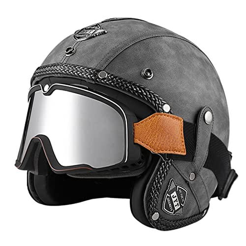 Retro Vespa-Helm, 100% vegan Jet-Helm Mit silberner Brille, Roller-Helm für Frauen und Herren im edlen Vintage-Look, Qualität nach ECE-Norm J,XXL von LPXPLP