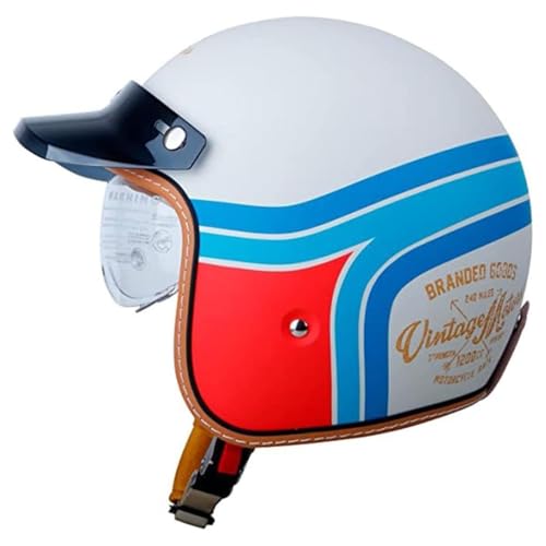 Vintage Jet-Helm · Motorrad-Helm Roller-Helm Scooter-Helm Moped Mofa-Helm Chopper Retro Vespa Vintage Pilot Biker Helmet · ECE Zulassung mit Visier Offenem Gesicht Helm C,M von LPXPLP