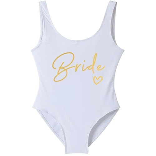 LQHYDMS Bikini Damen Braut Badeanzug Frauen Team Braut Einteilige Bademode Für Bachelor Party Badeanzüge-braut2-m von LQHYDMS