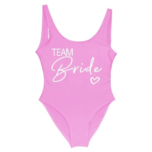 LQHYDMS Bikini Damen Braut Badeanzug Frauen Team Braut Einteilige Bademode Für Bachelor Party Badeanzüge-pink Team1-m von LQHYDMS