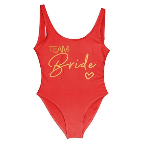 LQHYDMS Bikini Damen Braut Badeanzug Frauen Team Braut Einteilige Bademode Für Bachelor Party Badeanzüge-rotes Team2-3xl von LQHYDMS