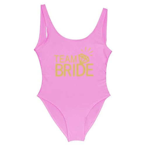 LQHYDMS Bikini Damen Brief Team Braut Einteilige Badeanzug Party Mode Frauen Einteilige Braut Badeanzug Weibliche Badeanzug-rosa 1-m von LQHYDMS