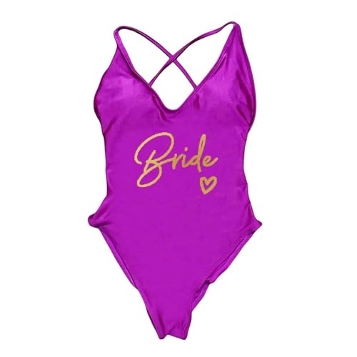 LQHYDMS Bikini Damen Gepolsterte Bademode Frauen Team Braut Einteilige Badeanzug Frau Sommer Badeanzug Bodysuit Bachelor Party Strandbekleidung-b067pugd-m von LQHYDMS