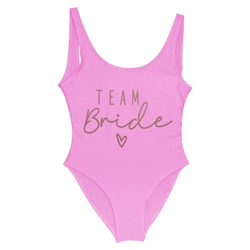 LQHYDMS Bikini Damen S-3xl Team Braut Einteiliger Badeanzug Squad Frauen Bademode Bachelorette Party Badeanzug Sommer Strandbekleidung Badeanzug-rosa-XL von LQHYDMS