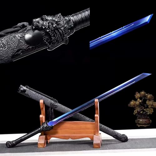 LQSMX sword 107cm Zweihändiges Schwert/scharf/Katana Schwert scharf Samuraischwert Handgeschmiedeter Manganstahl von LQSMX sword