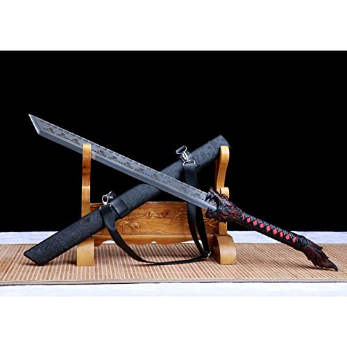 LQSMX sword 32.6 in Broadsword/scharf/Chinesisches Kampfsportmesser Katana Schwert echt Samuraischwert Handgeschmiedeter Manganstahl von LQSMX sword