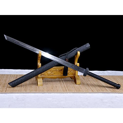 LQSMX sword 43.3 in Broadsword/scharf/Chinesisches Kampfsportmesser Katana Schwert echt Samuraischwert Handgefalteter geschmiedeter Damaskusstahl von LQSMX sword