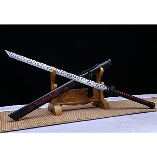 LQSMX sword 43.3 in Broadsword/scharf/Chinesisches Kampfsportmesser Katana Schwert echt Samuraischwert Handgeschmiedeter Federstahl von LQSMX sword
