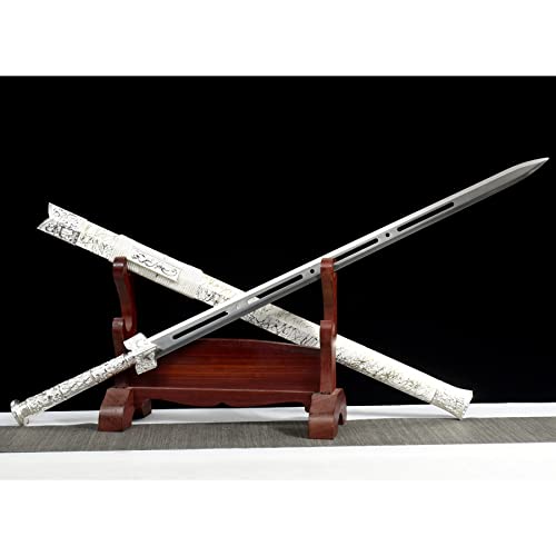 LQSMX sword Chinesisches Schwert/scharf/Katana Schwert Zweihändiges Schwert, Einhandschwert 42.5in Schwerter echte Waffen Handgeschmiedeter 1060 Stahl von LQSMX sword